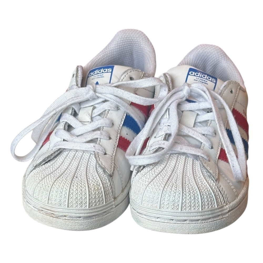 adidas Kids Superstar C Sneakers White/Blue/Scarlet FW5850 Youth 13K (Age 4-7) - Picture 5 of 8